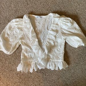 Zara white eyelet top